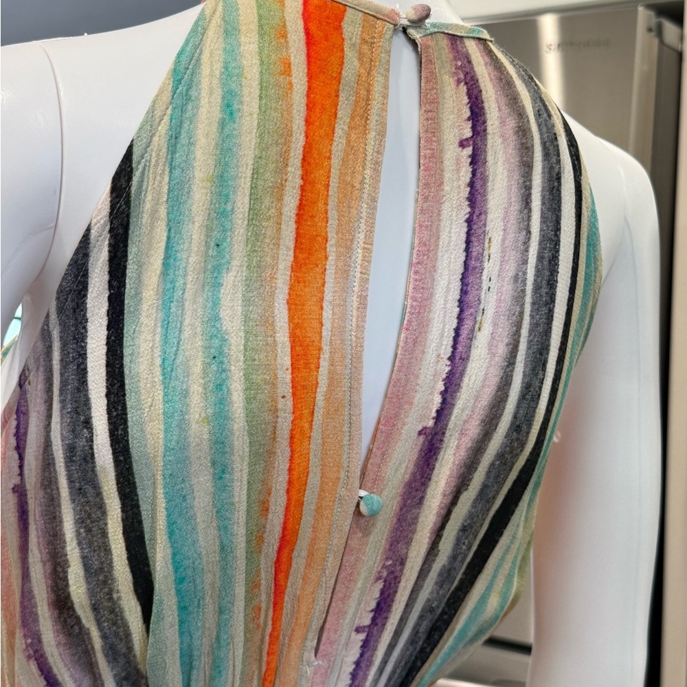 Blank NYC Striped Multicolor Halter Summer Jumpsuit Small - Picture 10 of 11